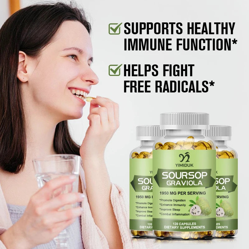 YIMIDUK Graviola Soursop Supplement, Supports Immune Health, Digestive Comfort, Sleep Quality & Overall Body Wellness Daily Healthy supplements