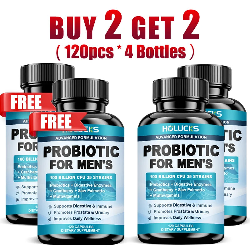 HOLUCKS Men's Probiotic Supplement with Prebiotics & Enzymes, Support Gut Health, Immune System & Daily Overall Wellness for Men Healthy supplements