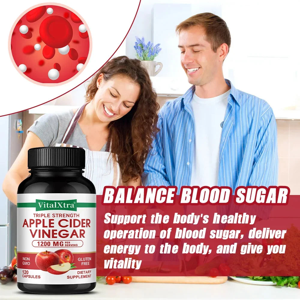 Apple Cider Vinegar Supplement - Promote Metabolism and Digestion, Detox, Gut and Immune Health, 120 Vegan Capsules Healthy supplements