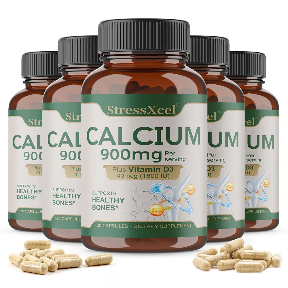 Bone Health and Joint Support Capsules with Calcium, Vitamin D3, Dietary Supplements for Women and Men, Gluten-Free Healthy supplements
