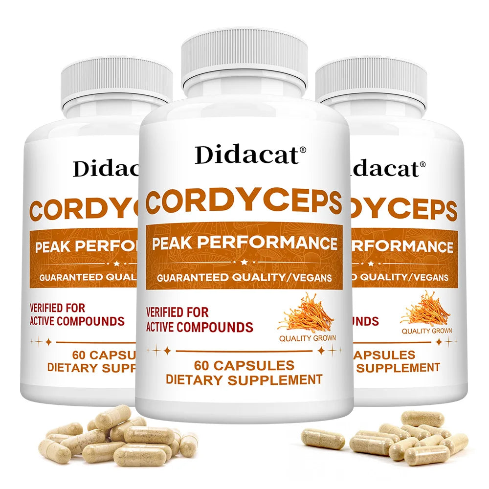 Cordyceps Mushroom Capsules 1000mg, Natural Wellness Supplement, Support Brain, Energy, Stamina, Immune & Cardiovascular Health Healthy supplements