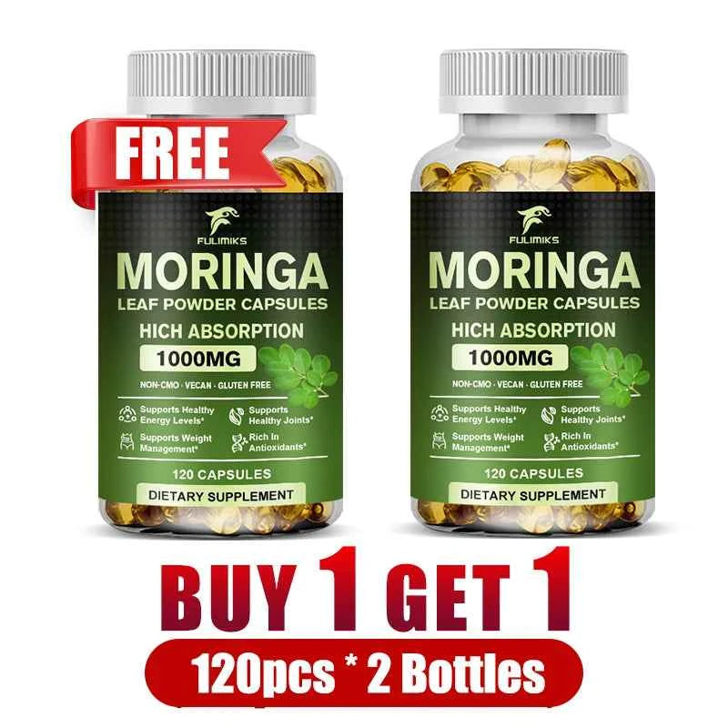 Buy 2 Get 2 Free! Pure Moringa Leaf Powder Supplement Energy, Metabolism and Immune Support,Weight Management, Non-GMO